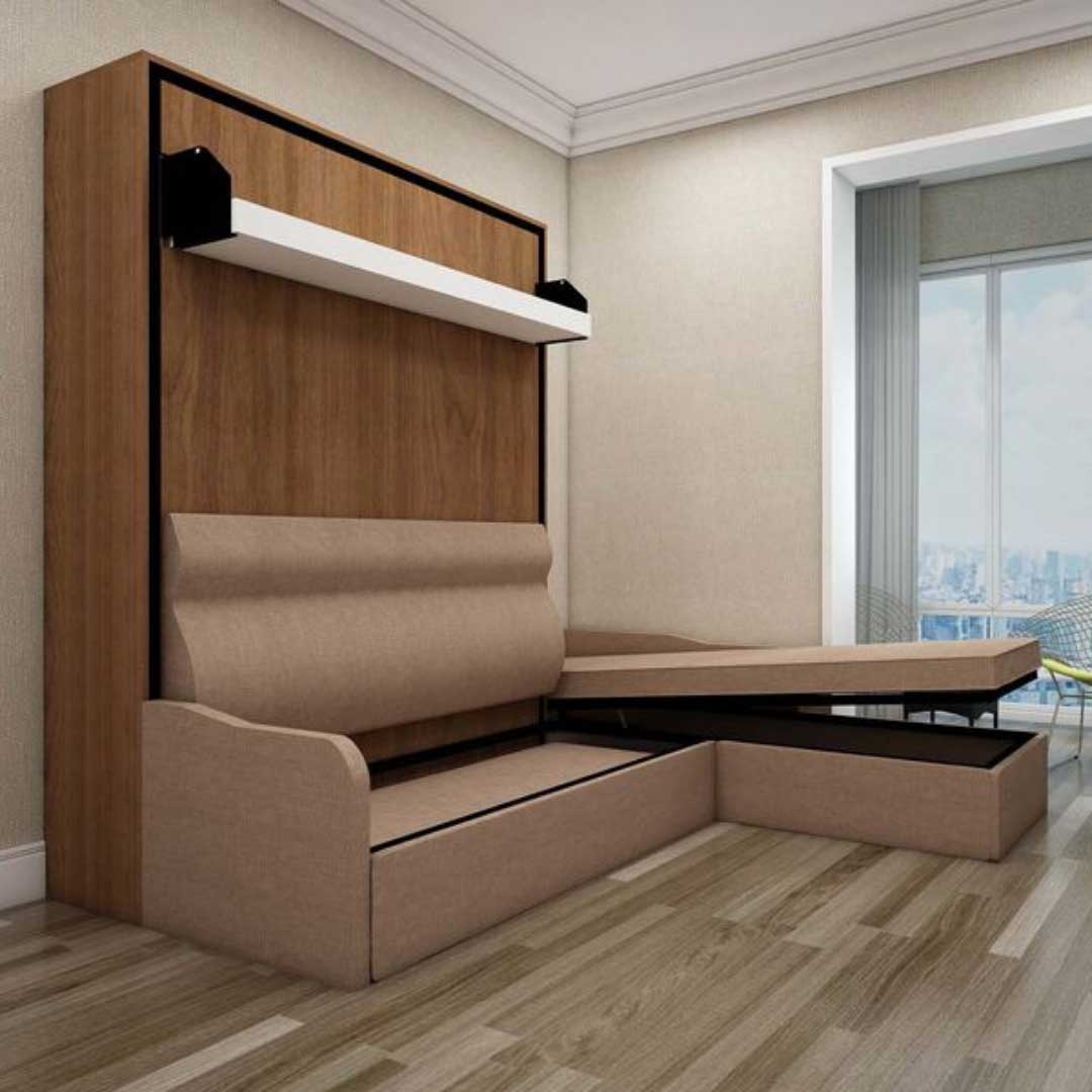 Indiana Wall Bed with L Shape Sofa